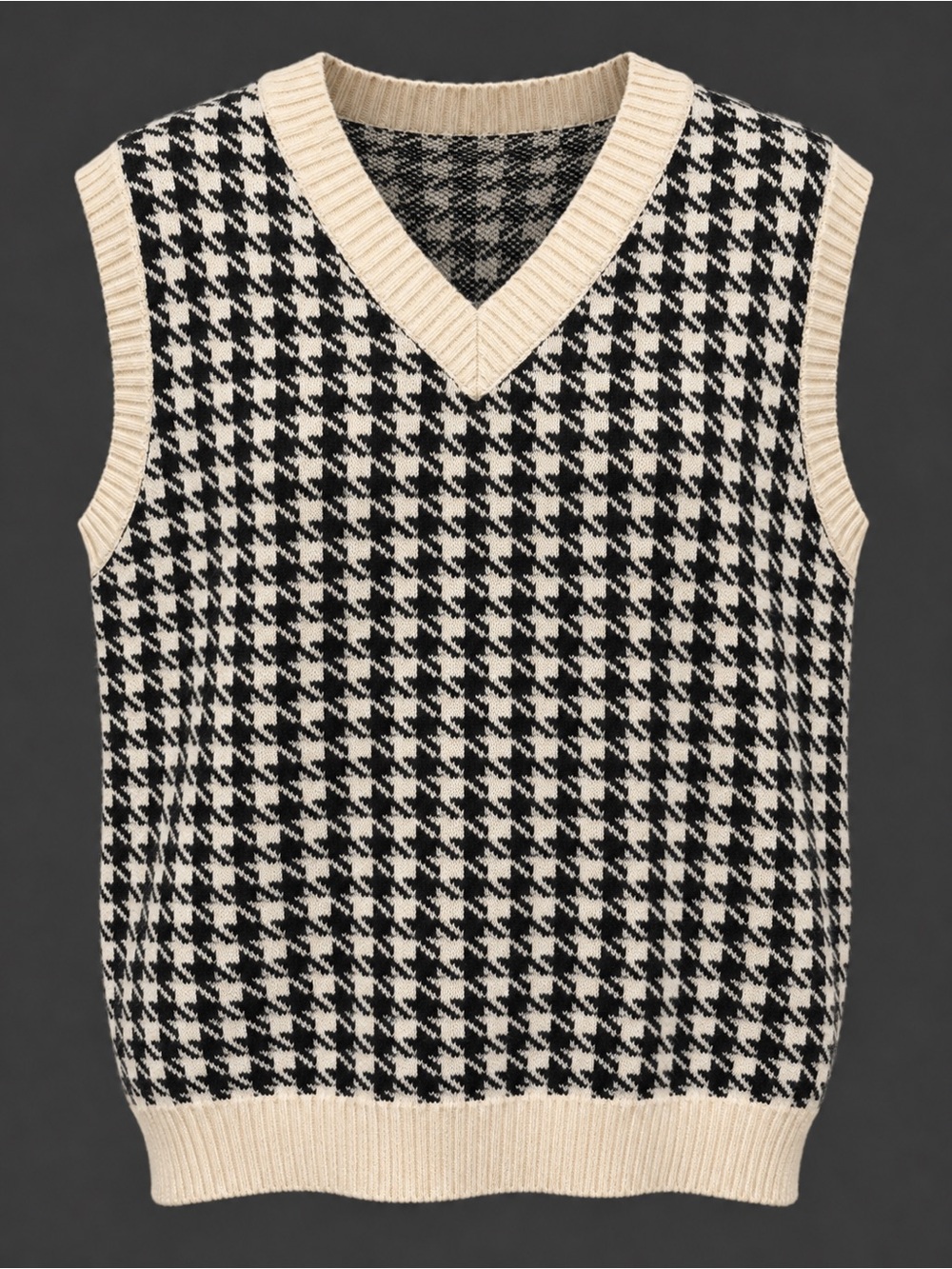 Shein Curve Houndstooth Sweater Vest 2XL